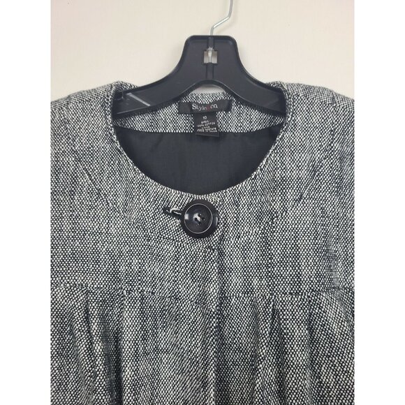 Vintage Y2K Style & Co Womens Crop Jacket Sz 10 Gray One Button Carrier Academia - Picture 6 of 6